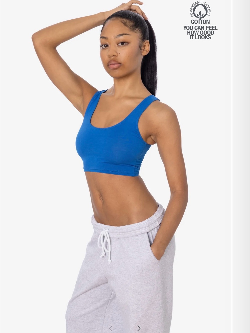 Blue Cotton Scoop Neck Bralette